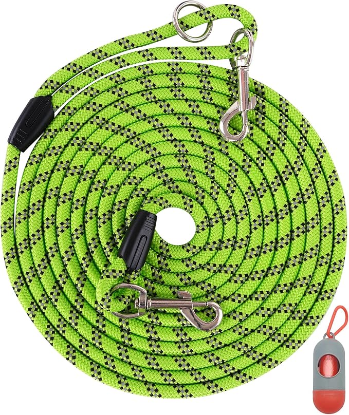 100FT Extra Long Dog Leash for Dog Training, Reflective Threads Check Cord Dog Leash, Heavy Duty Dog Lead for Large Medium Small Dogs Outside Walking, Playing, Camping, or Yard