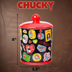 Silver Buffalo Chucky and Tiffany Sticker Badges, Ceramic Cookie Jar | Pattern, Snack, Large Size