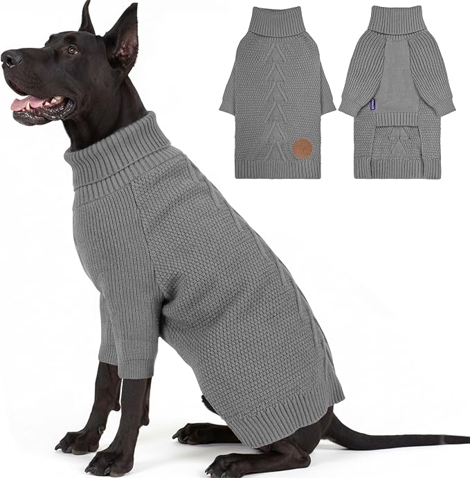 cyeollo Dog Sweater Long Sleeve Knitted Turtleneck Pullover Warm Clothes | Ultra Soft Warm Knit, Full Coverage, 4-Way Stretch for Easy Movement, Easy On & Off, Winter Daily Wear for Small Dogs