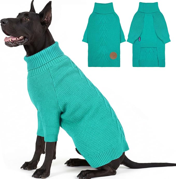 cyeollo Dog Sweater Long Sleeve Knitted Turtleneck Pullover Warm Clothes | Ultra Soft Warm Knit, Full Coverage, 4-Way Stretch for Easy Movement, Easy On & Off, Winter Daily Wear for Small Dogs