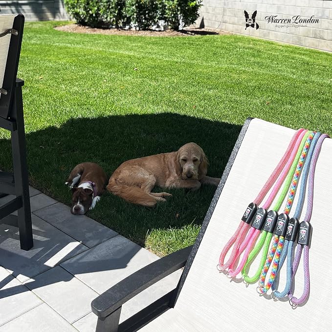 Warren London Climbing Rope Dog Leash – 5 ft Reflective Forest-Green Rope w/Comfort Grip & Locking Clip | Heavy-Duty Lead for Hiking, Camping & Daily Walks