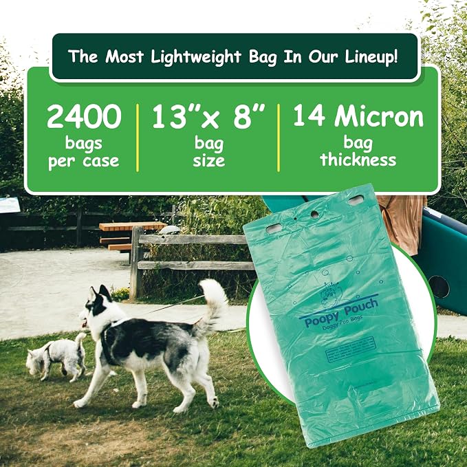 Header Pet Waste Station Bags - 2,400pcs of 8" x 13" Hanging Dog Waste Station Bags - Light, Durable, & Opaque Design - Single-Pull & Easily Disposable Refills