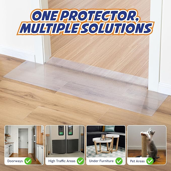 Panther Armor Hardwood Floor Protector for Pets, Runner Mat 16 x 43 in | Stops cats scratching doorways and hardwood floors. Door scratch protector and plastic runner mat