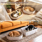 PatiencET 3-in-1 Cat Scratcher Cardboard Set for Indoor Cats | Cat Lounge Box with Wide & Slim Oval Cat Beds, Corrugated Cat Scratching Board for Furniture Protection, Rest & Play