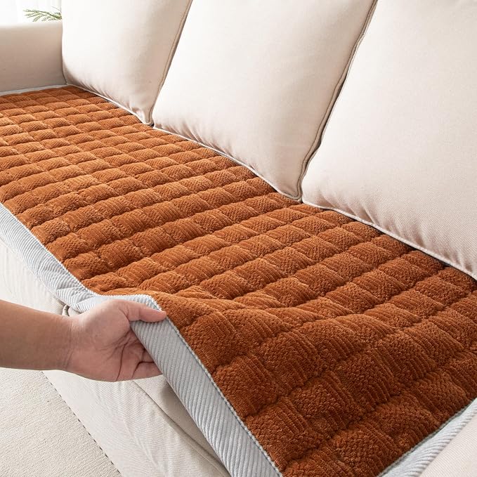 Couch Cover for Dogs Washable,Non-Slip Fuzzy Sofa Covers for Pets | Thick Soft Furniture Protector Fits Loveseat & Sectional,Against Fur&Dirt(Curry, 1pc/27.6"x70.9"/Seat Cover)