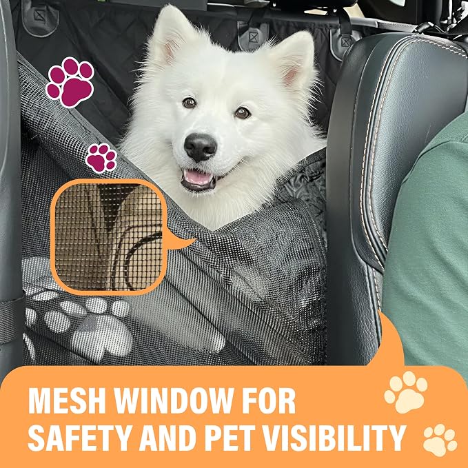 Active Pets Dog Car Seat Cover for Back Seat, Waterproof Pet Protection Hammock, SUV Truck Car Backseat Protector with Safety Features, XL, Orange