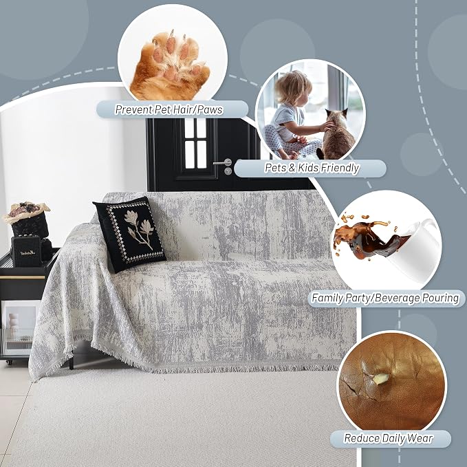 MYSKY HOME Couch Cover for Sectional Sofa Set Furniture Sofa Cover Washable for Dog Cat Pet Couch Cover 3 Cushion Couch Sofa Chenille Couch Protector Multi-Use Couch Covers Blanket,71" X134"