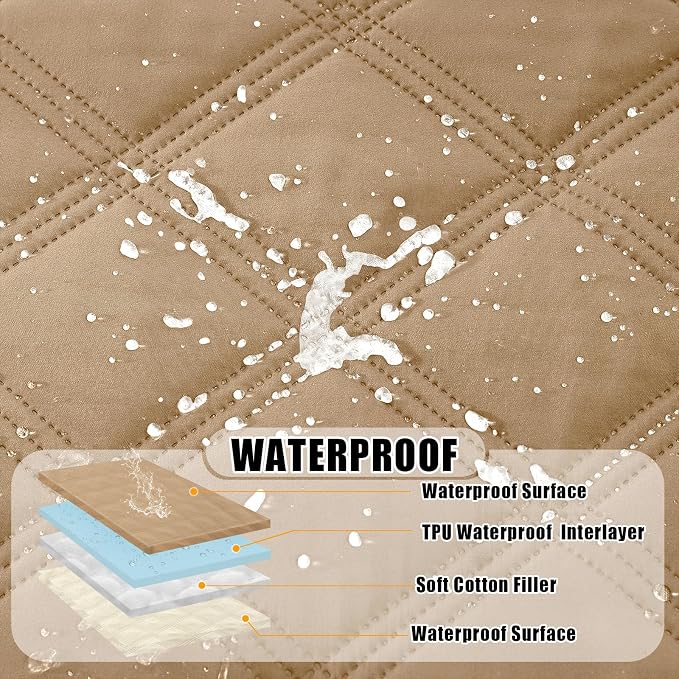 Smiry Waterproof Dog Bed Cover, Reversible Pet Blanket for Sofa Couch | Soft Washable Dog Blanket, Leakproof Couch Cover for Dogs Cats & Furniture Protection, 82x82, Camel/Beige