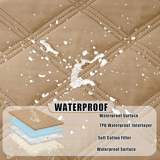 Smiry Waterproof Dog Bed Cover, Reversible Pet Blanket for Sofa Couch | Soft Washable Dog Blanket, Leakproof Couch Cover for Dogs Cats & Furniture Protection, 82x102, Camel/Beige