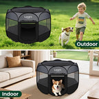 Love's cabin Pet Puppy Dog Playpen, Medium Dog Tent Crates Cage Indoor/Outdoor, Portable Playpen for Cat, Foldable Pop Up Dog Kennel Playpen with Carring Case, Removable Zipper Top, Dark Grey