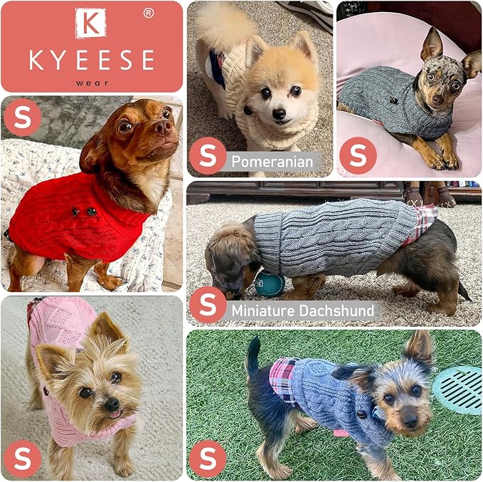 KYEESE Dog Sweater Turtleneck Thick Knit Pullover for Cold Weather | Stretchy Fit, Lightweight & Warm, Cozy Knit Comfort, Classic Plaid Design, Gentle on Sensitive Skin, Comfortable Daily Wear