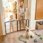 FXW Dog Gate, Extra Wide Adjustable for Openings Up to 46", 24" H | Flexible Space Control, Easy Walk-Through Access, 1 Panel + 1 Gate, For Puppies & Small Dogs, Garage Use