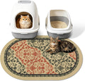 Cat Litter Mat, 33"x22" High Density PVC Litter Rug Trapping Mat, Non-Slip, Waterproof & Urine-Proof Litters Catcher Mats, Keep Floor Clean, Soft on Kitten Paws, Cat Essentials Brown-Green