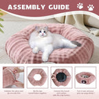 Bubble Round Cat Tunnel for Indoor Cats, Dusty Pink | Peekaboo Cave Toy with Dangling Balls, Donut Tunnel Bed with Circle Mat for Puppy Kitten Rabbit