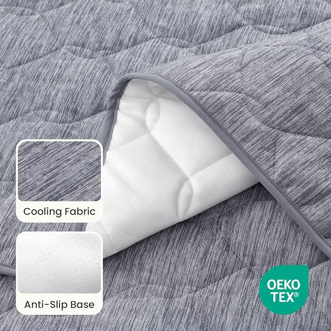 COZY KISS Cooling Couch Cover for Dog Washable, Cool Sofa Cushion Mat | Q-Max >0.4 Cool Tech, Non-Slip Pet Pad for Car Seat Protector, Liquid Pee Proof Mat for Dog, Cats, 27.5x82.5 Inch, Dark Grey