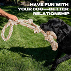 PetiFine Dog Rope Toys for Aggressive Chewers - Large, Tough Indestructible Natural Cotton Rope Toy with 3 Big Knots and a Handle for Tug of War