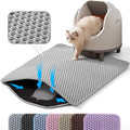 Extra Large Cat Litter Mat, Double Layer Honeycomb Design, Gray | 30x22”, Reduces Litter Tracking, Easy to Clean, Waterproof, Non-Slip, Soft on Paws, Scratch Resistant, Gray, XL
