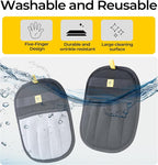 2Pcs Pet Hair Removal Glove for Dogs & Cats - Upgraded Reusable Electrostatic Pet Hair Glove, Pet Hair Remover Tool for Laundry, Couch, Carpet & Car Seat, Pet Grooming Kit (Gray/Black Combo)
