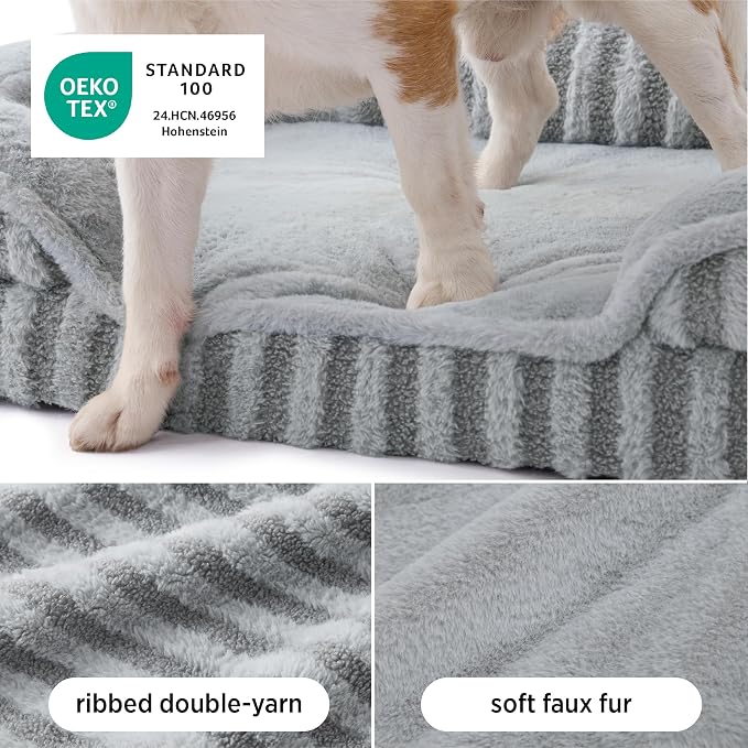 LE SURE Cute Cozy High Back Orthopedic XL Dog Bed with Sides,42" Hazel | Waterproof Pet Bed with Sides, Aesthetic Comfy Egg-Crate Foam Pet Couch Sofa, Removable Washable Cover, Non-Slip Bottom