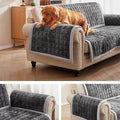 Couch Cover for Dogs Washable,Non-Slip Fuzzy Sofa Covers for Pets | Thick Soft Furniture Protector Fits Loveseat & Sectional,Against Fur&Dirt(Dark Gray, 2pc/22"x28"-Arm/Backrest Cover)