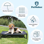 Elevated Dog Bed - 30x24-Inch Portable Pet Bed with Non-Slip Feet - Indoor/Outdoor Dog Cot or Puppy Bed for Pets up to 50lbs by PETMAKER (Blue)