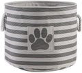 Bone Dry Pet Storage Collection Striped Paw Patch Bin, Medium Round, Gray