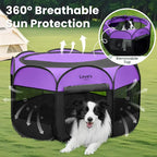Love's cabin Pet Puppy Dog Playpen, Large Dog Tent Crates Cage Indoor/Outdoor, Portable Playpen for Cat, Foldable Pop Up Dog Kennel Playpen with Carring Case, Removable Zipper Top, Purple