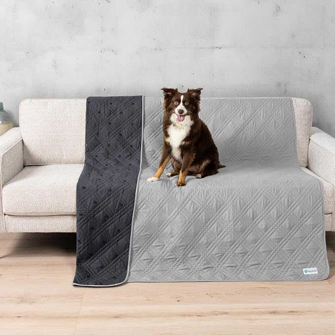 PetAmi Waterproof Couch Cover for Dog Bed Sofa Blanket, 68x82 Light Gray | Leakproof Furniture Protector for Pet Cat, Machine Washable Pee Proof Mat for Chair Car Seat, Durable & Anti Slip Backing