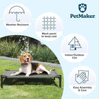 Elevated Dog Bed - 30x24-Inch Portable Pet Bed with Non-Slip Feet - Indoor/Outdoor Dog Bed or Puppy Cot for Pets up to 50lbs by PETMAKER (Gray)