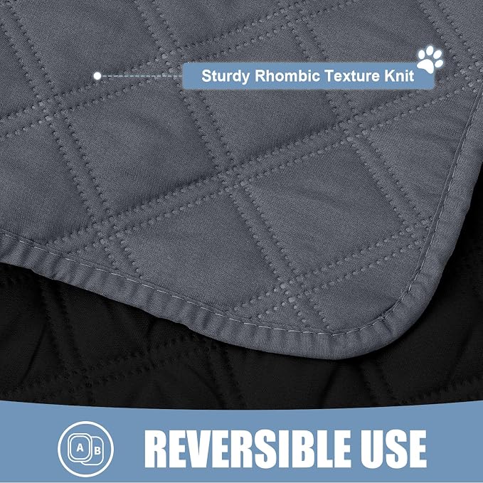 Smiry Waterproof Reversible Pet Couch Covers for Dogs | Pet Friendly, Soft Fabric, Washable Sofa Furniture Protector for Dogs Cat Kids, Checkered (30"x53", Dark Grey/Black)