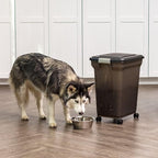 IRIS USA Dog Food Storage Container, Up to 40 lbs, Smoke, Made in USA | Wheels for Mobility, Airtight Seal, BPA-Free, Best for Bird Seed, Cat food, Cat Litter, Chicken Feed, Pellets