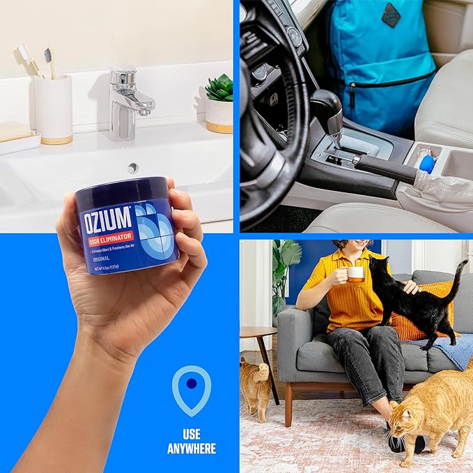 Ozium 4.5 Oz. Odor Eliminating Gel, Air Freshener Alternative | For Smoke, Pets, and Musty Odors, Long Lasting Odor Remover for Cars, Homes, Closets and Small Spaces, Vanilla Scent