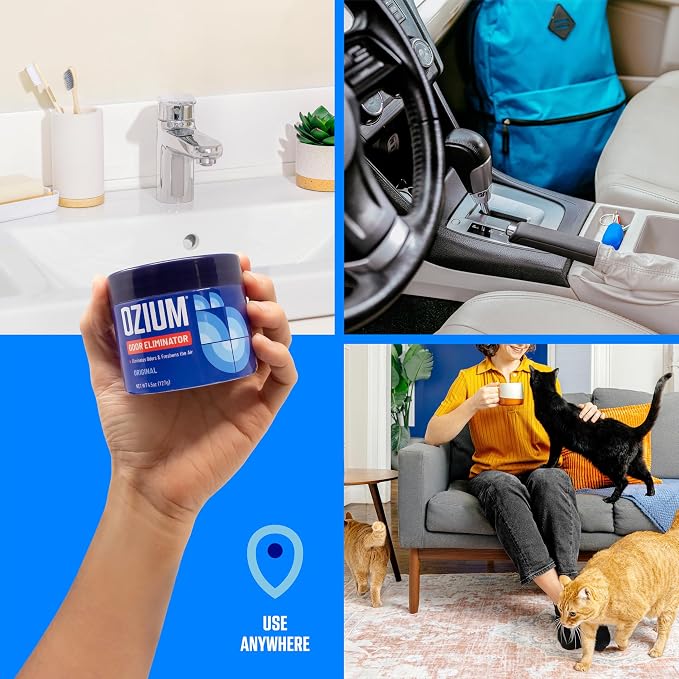 Ozium 4.5 Oz. Odor Eliminating Gel, Air Freshener Alternative | For Smoke, Pets, and Musty Odors, Long Lasting Odor Remover for Cars, Homes, Wild Cherry