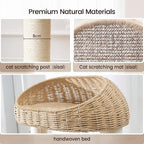 59-inch Cat Tree，Cat Tower with Scratching Post,Extra Long Sisal Blanket, Handwoven Basket & Space Capsule Nest