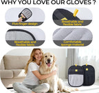 2Pcs Pet Hair Removal Glove for Dogs & Cats - Upgraded Reusable Electrostatic Pet Hair Glove, Pet Hair Remover Tool for Laundry, Couch, Carpet & Car Seat, Pet Grooming Kit (Gray/Black Combo)