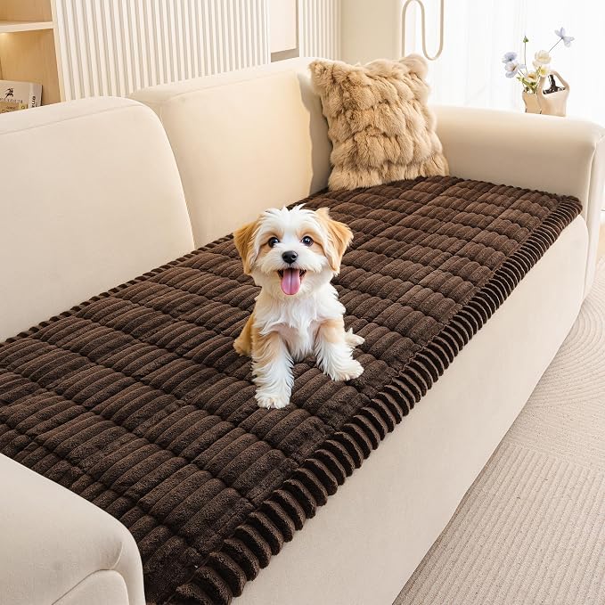 Couch Covers for 3 Cushion Sofa, Couch Cover for Dogs Washable | Non Slip Soft Couch Protector Covers, Dog Mat for Couches Against Pet Hair & Scratch, Pet Friendly, Chocolate, 27.6" x 82.7"