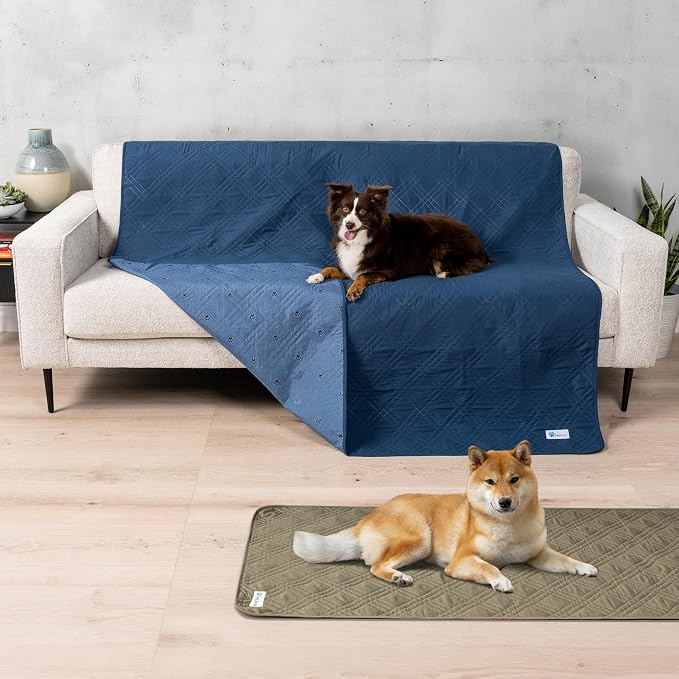 PetAmi Waterproof Couch Cover for Dog Non-Slip Bed Sofa Blanket, 52x82 Blue | Leakproof Furniture Protector for Pet Cat, Machine Washable Pee Proof Mat for Chair Car Seat, Durable & Anti Slip Backing