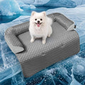 Calming Large Dog Couch Bed, Waterproof Memory Foam with Durable Fluffy Fuzzy Mats, Washable Removable Cover Protector for Sofa, Bedside, Gift, Cooling Grey, Medium