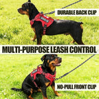 Service Dog Tactical Vest Harness and Leash Set Large Sized Dog Emotional Support- Tactical Dog Harness Training Collar with Name (Red, S)