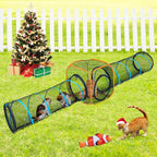 Cat Play Tunnel + Cube(with Three Ways) for Indoor and Outdoor, Cat Playpen, Play Enclosures, Collapsible Playhouse, Tunnel, Easy to Connect with Tent 2 Tunnels + Cube