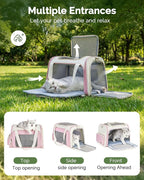 Homespon 34.5L Soft-Sided Cat Dog Carrier, Airline Approved Pet Bag | Collapsible Travel Bag with Removable Bed for Small Dogs & Cats