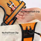 NESTROAD No Pull Dog Harness,Adjustable Oxford Dog Vest Harness with Leash,Reflective No-Choke Pet Harness with Easy Control Soft Handle for Small Medium Dogs(Medium,Orange)