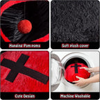 Gothic Coffin Tunnel Cat Bed, Washable, Fits Cat up to 25 lbs | Two-way tunnel design. Size: 10"x33.5". Black & Red. Includes soft washable cushion. Also for small rabbits indoor.