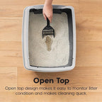 IRIS USA Large High Sided Cat Litter Box, Scatter Shield | High Kickers, Kick-Proof Sides, Extra Deep Pan, Raised Edge Protection, Keeps Floor Clean, Easy Daily Scoop