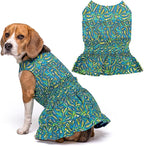 Parisian Pet Tribal Dog Dress - Summer Clothes for Large Dogs Girl - Ruched Waist Pet Dress - Stylish Printed Beach Dog Outfit - Lightweight Puppy Clothes - Sleeveless Dresses for Dogs