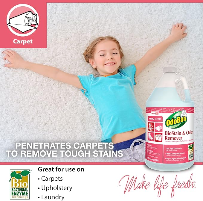 OdoBan Professional Cleaning and Odor Control Solutions, Ready-to-Use Biostain and Odor Remover, Made in the USA, 1 Gallon