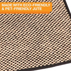 Neater Pets Jute Cat Litter Trapping Mat - Catches Spilled Litter Mess from Kitty Litter Box to Protect Floors, Soft on Cats Paws, Anti-Skid Backing, Easy to Clean, Checkered, 24" x 36"
