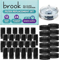 BROOK Glass Pet Fountain Filter Replacement Set – 12 Filter Rings & 24 Activated Carbon Pouches – Up to 12 Month Supply Replacement Filters Set for BROOK Cat Fountain