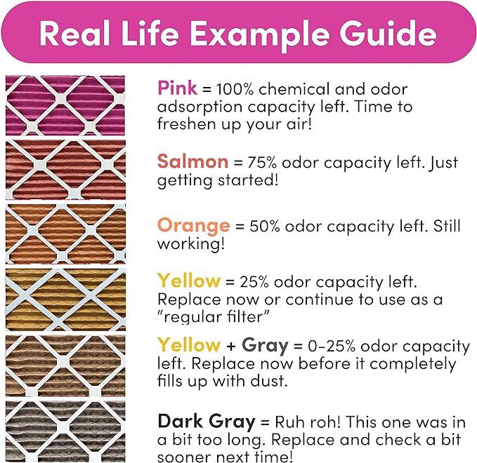 18x24x1 Air Filter (6-Pack) | Made in the USA | Color Changing | Remove Cat and Dog Odor | MERV 8 for Pet Hair Dander and Dust | 17.5"x23.5"x0.75" Exact Size