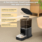 Automatic Cat Feeder with Camera, 2-Way Video& Audio, HD Video with Night Vision, 5G WiFi Pet Feeder, 5L Large Food Storage Container for Multiple Pet, Detachable for Easy Clean (Black)